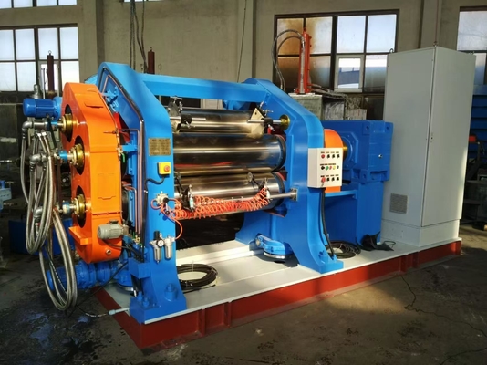 Buy 200 Degree Precise Control Electric 3 Roller Rubber Calender Machine For Production Rubber Sheets online manufacture