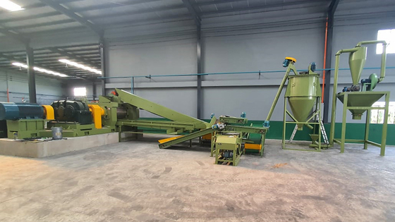 Buy Semi Automatic Waste Tire Recycling Line Processes Tires Into 0-200 Mesh Rubber Powder online manufacture