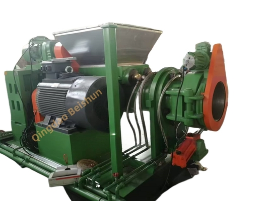 2000kg/Hour Output Twin Screw Feed Rubber Strainer With Cooling System And Mold Temperature Controller Two Roller Force Feeder